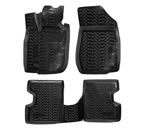 Ковры для Лада Largus (12-), 4 шт., (крепеж), выс. борт, 3D с подпятником, 1-2й ряд, ТЭП, черн.