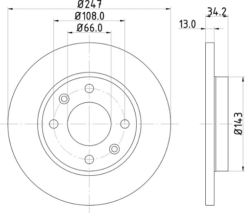Диски тормозные для автомобилей Peugeot 206 (02-) / 306 (94-) / Citroen Xsara (97-) передний d=247