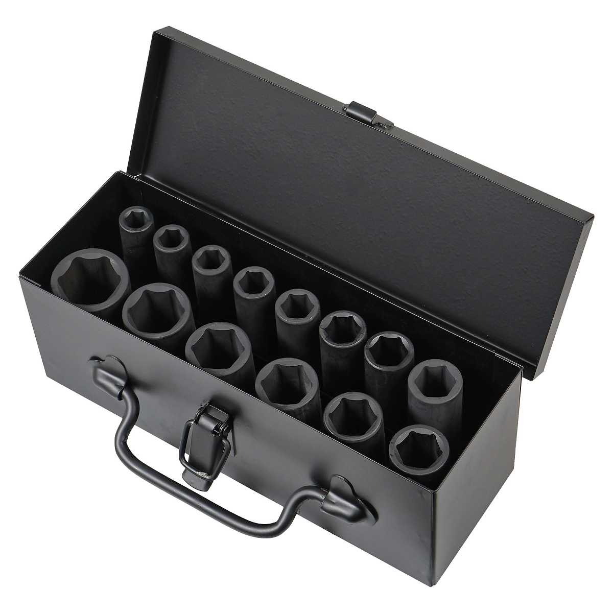 Набор головок ударных 1/2"DR L=78мм, 14пр. (10-27мм) металл.кейс.