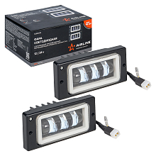 Фары противотуманные светодиодные PRO для Лада 2110-2115, КАМАЗ, 52Вт (26Вт x 2), H3, Белый + Обод, 174x85x60 мм, регулируемая СТГ, комплект 2 шт.