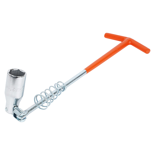 Ключ свечной Т-образный карданный 21мм, 350мм с пружиной, резиновый фиксатор