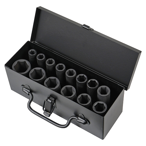 Набор головок ударных 1/2"DR L=78мм, 14пр. (10-27мм) металл.кейс.