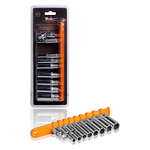 Набор головок 1/4"DR шестигранных глубоких 9пр. (6-13мм, карданный шарнир)