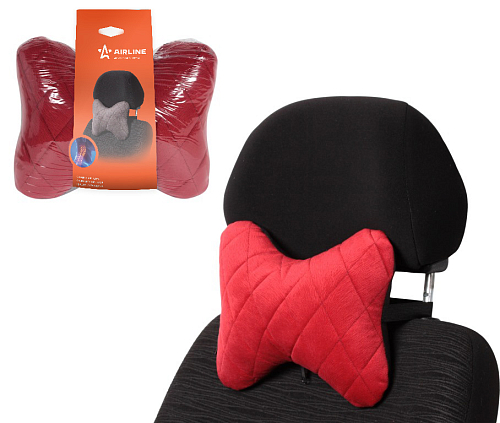 Подушка-косточка на подгол. "Алькантара", ткань, 1 шт., красная