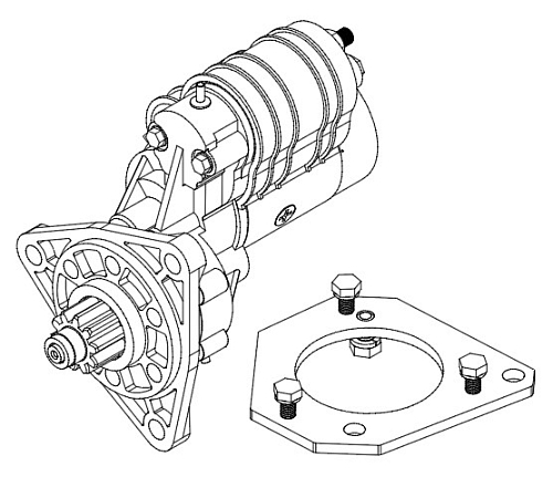 Стартер для спецтехники МТЗ-80/82 взамен ПД-10 (с пластиной) 12В 3,5кВт