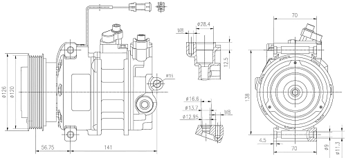 Компрессор кондиционера для автомобилей A4 (B5) (94-)/A6 (C4) (94-) 2.4i