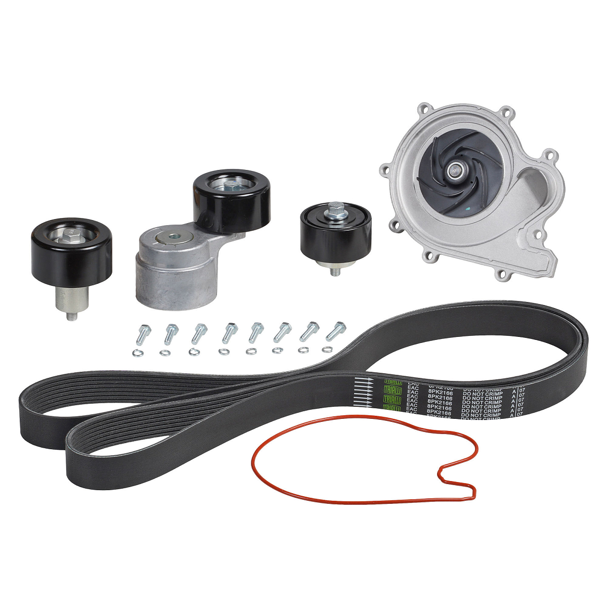 Насос водяной для автомобилей ГАЗель Next ISF2.8E4 (кмпл с ремнем 8PK2166+натяжCM0354+2рол)