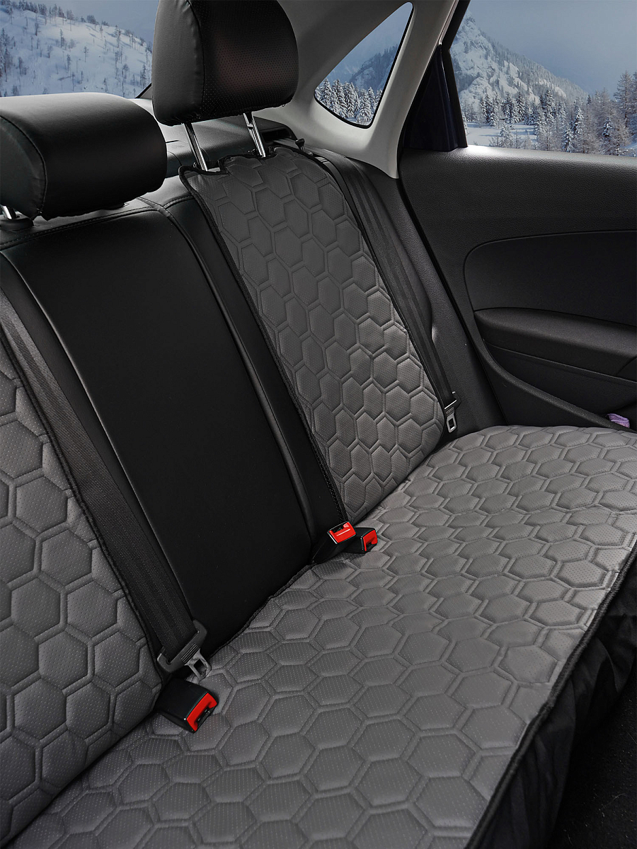 Накидка "Алькантара", задняя (3 предмета), экокожа с перфорацией, серая