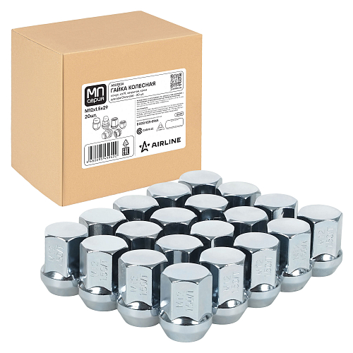 Гайка колесная M12x1,5x29, конус, ключ 19, закрытая, хром, 20 шт для а/м Chevrolet