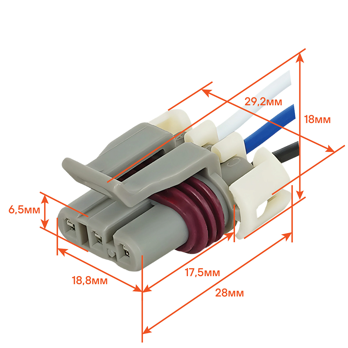 Разъём 3 pin с проводами для датчика абсолютного давления Лада, Renault, Chevrolet