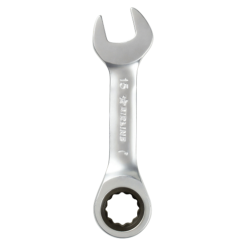 Ключ комбинированный трещоточный короткий 15мм PRO, пласт.подвес