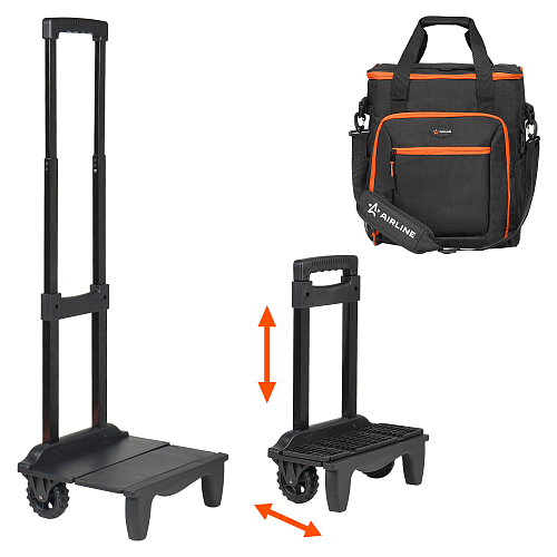 Сумка-холодильник (термосумка) на колесах с телескоп.ручкой 48 л, водонепр., черн./оранж.