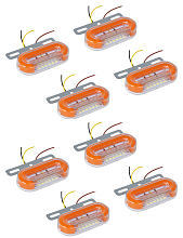 Огонь габаритный светодиодный, 12/24В, оранжевый, кронштейн, подсветка колеса, комплект 8 шт. МП-серия