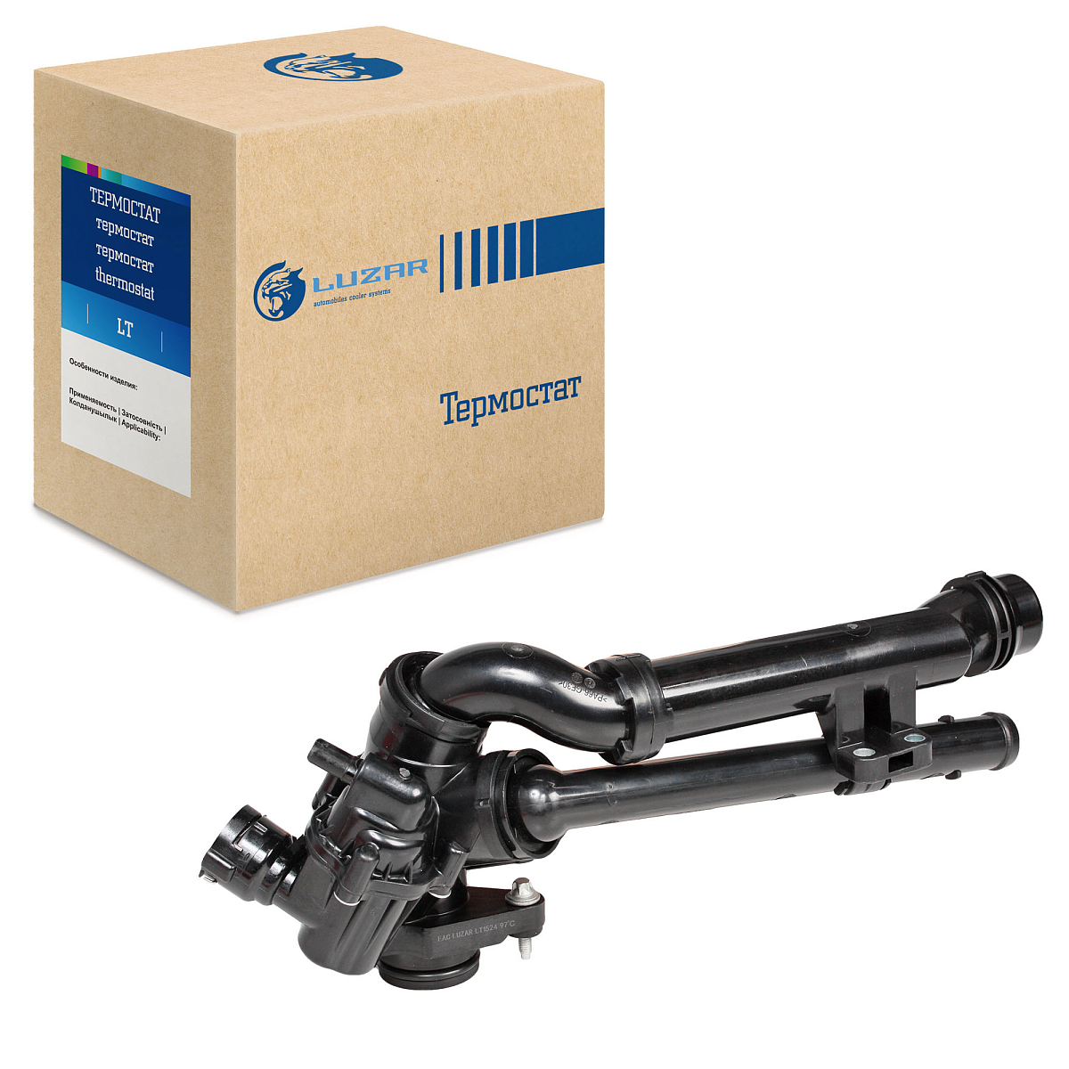 Термостат для автомобилей C (W205) (14-) [M274] (с пластиковым корпусом и дополнительным патрубком; прямые трубки)