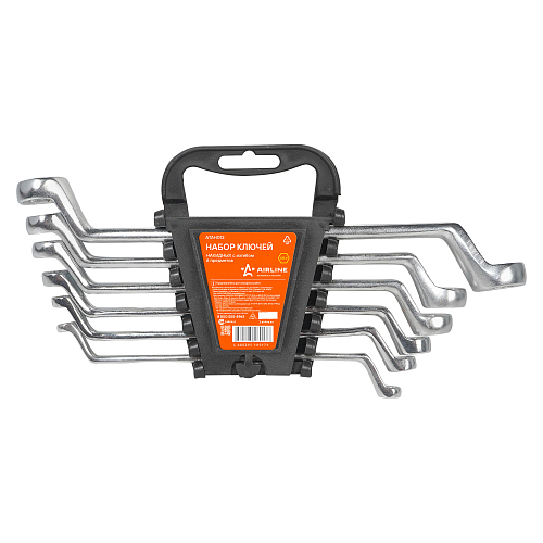 Набор ключей накидных с изгибом 6пр. (6х7мм-17х19мм) холдер