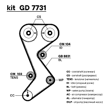 Ремкомплект ГРМ для автомобилей ГАЗ 31105/Volga Siber (08-) Chrysler 2.4i (ременьHNBR/2 ролика)