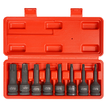Набор головок ударных 1/2"DR L=78мм внешний TORX, 8пр. (T30-T80) пласт.кейс