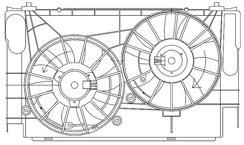 Электровентилятор охлаждения для автомобилей Toyota RAV4 (13-) 2.0i (2 вент.) (с кожухом)