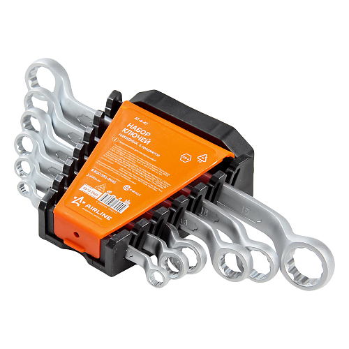 Набор ключей накидных с изгибом PRO 6пр. (6х7мм-17х19мм) холдер