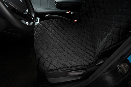 Накидка из искусственного меха, черная с коротким ворсом, на переднее сиденье, 1 шт.