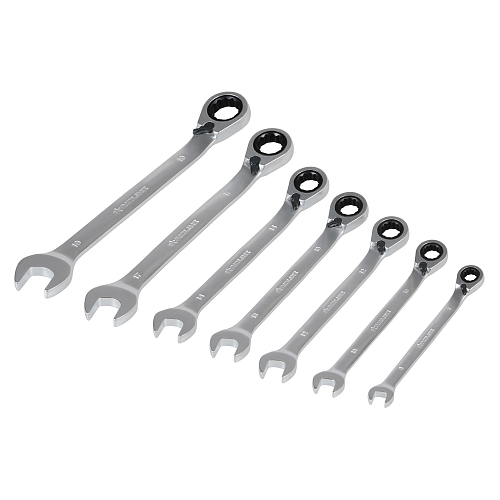 Набор ключей комбинированных трещоточных PRO 7пр. с переключателем (8-19мм) холдер