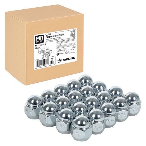 Гайка колесная M12x1,25x25, конус, ключ 21, закрытая, хром, 20 шт для а/м Nissan/Infiniti
