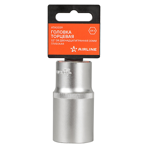 Головка торцевая 1/2"DR двенадцатигранная 30мм, L=78мм пласт.подвес