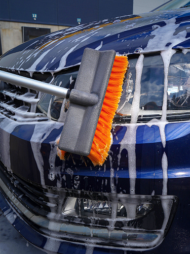 Швабра с насадкой для шланга, щеткой 25см и телескопической ручкой 160-300см