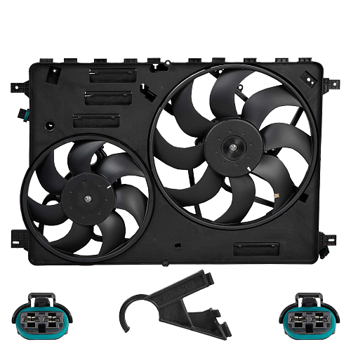 Электровентилятор охлаждения для автомобилей Land Rover Freelander II (06-) 2.2d (2 вент.) (с кожухом)