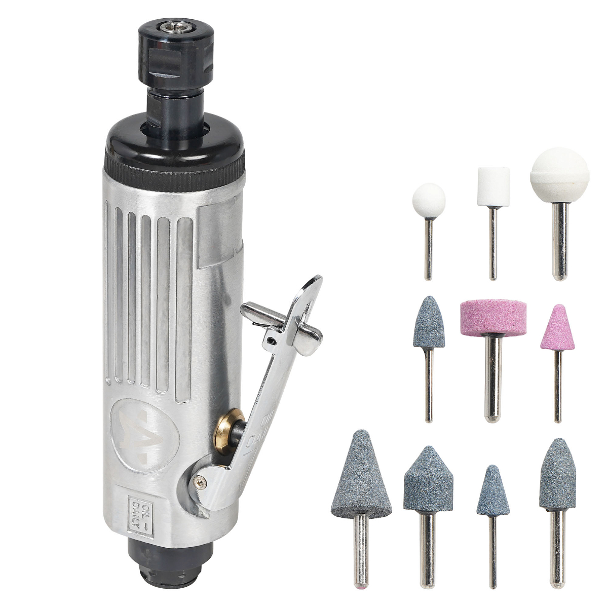 Машинка шлифовальная пневматическая 175мм, 25000 об/мин прямая с оснасткой 16 пр. кейс