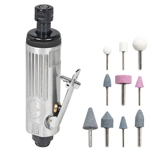 Машинка шлифовальная пневматическая 175мм, 25000 об/мин прямая с оснасткой 16 пр. кейс