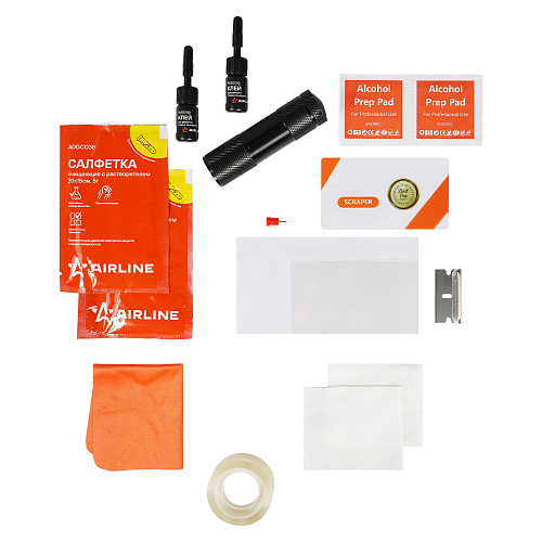 Набор для ремонта стекла сенсор. экрана 16пр.(клей светоотвержд.,фонарик UV,обезжир.и проч.)