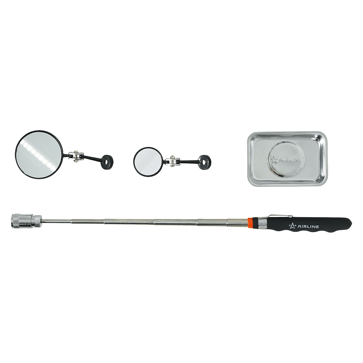 Инструмент инспекционный, набор 4пр. (захват телеск. с подсвет. 2.2кгс, зеркало телеск. D35, 57мм 2шт., магнит.тарелка 64х93мм)