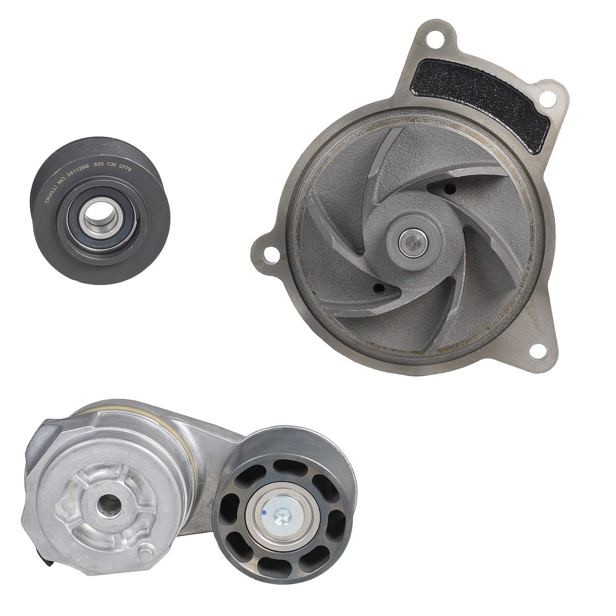 Насос водяной для автомобилей КАМАЗ 740 Евро-4/5 (комплект с ремнем 8PK1675+натяжитель CM 0777+ролик CM 0778)