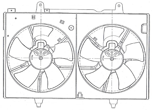 Электровентилятор охлаждения для автомобилей Nissan Murano I (Z50) (02-) (с кожухом)