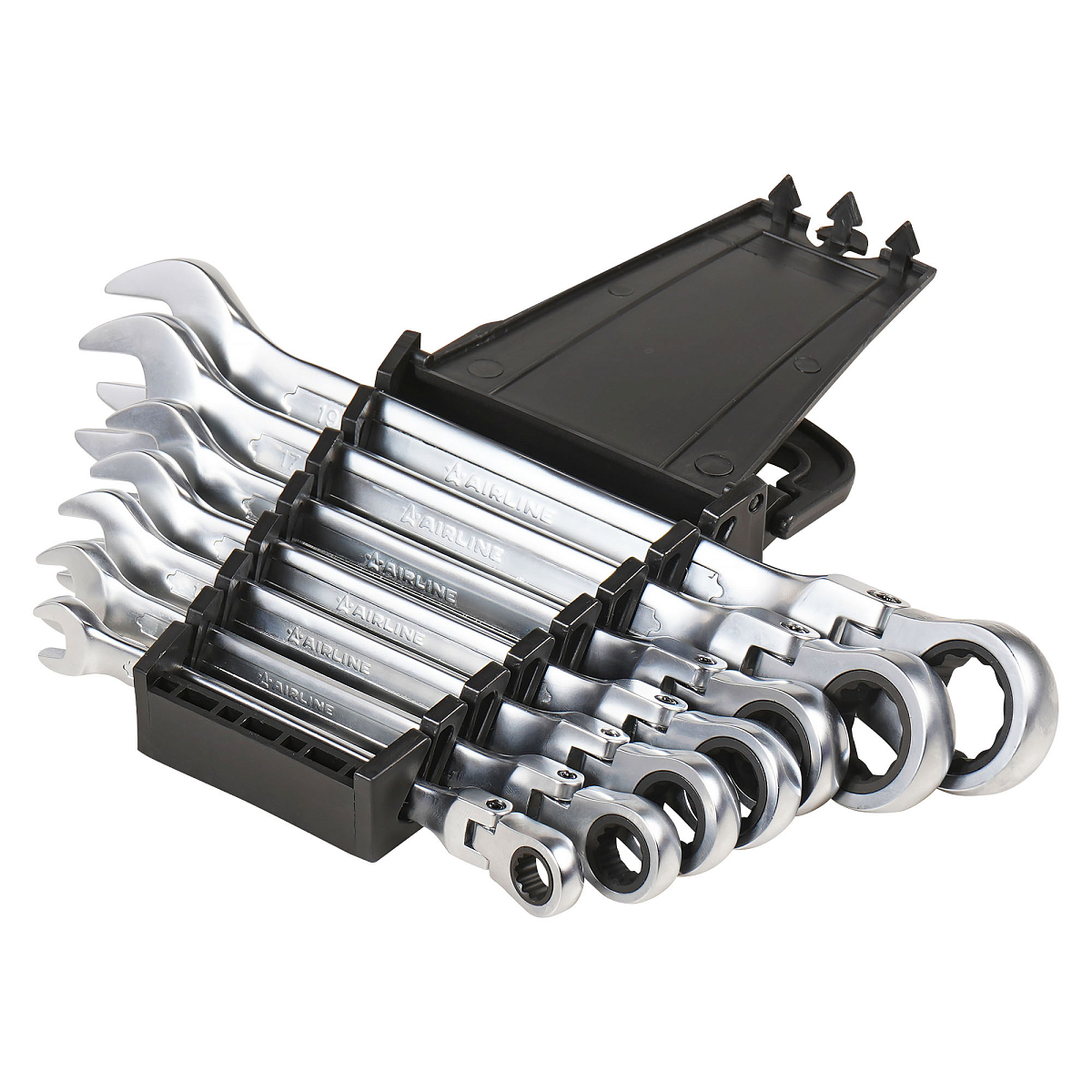 Набор ключей комбинированных трещоточных PRO 7пр. шарнирных (8-19мм) холдер