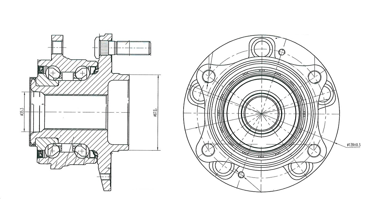 Ступица передняя в сборе с подшипником для автомобиля Hyundai Sonata (14-)/Kia Optima (15-)