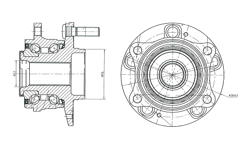 Ступица передняя в сборе с подшипником для автомобиля Hyundai Sonata (14-)/Kia Optima (15-)