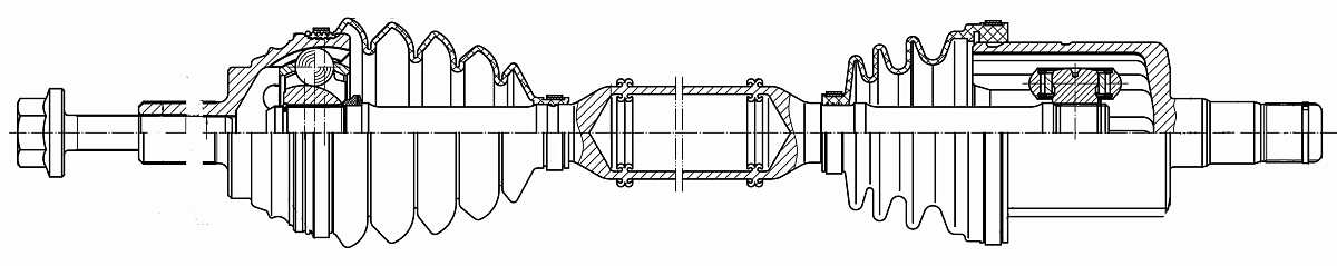 Привод правый для автомобилей Skoda Octavia A5 (04-) 1.6i АT