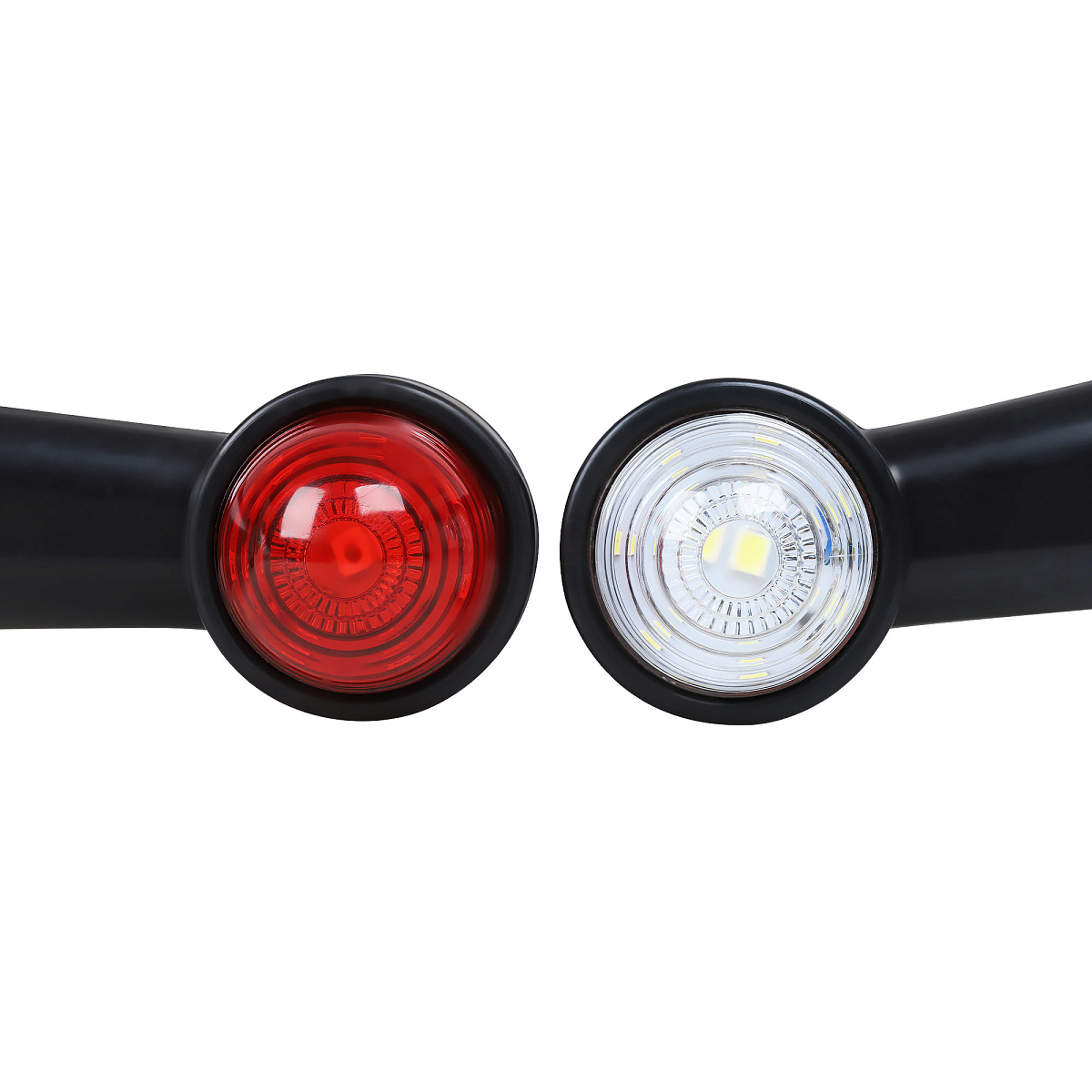 Фонарь габаритный светодиодный (огонь контурный), 12/24В, круглый, красный + белый, комплект 2 шт.