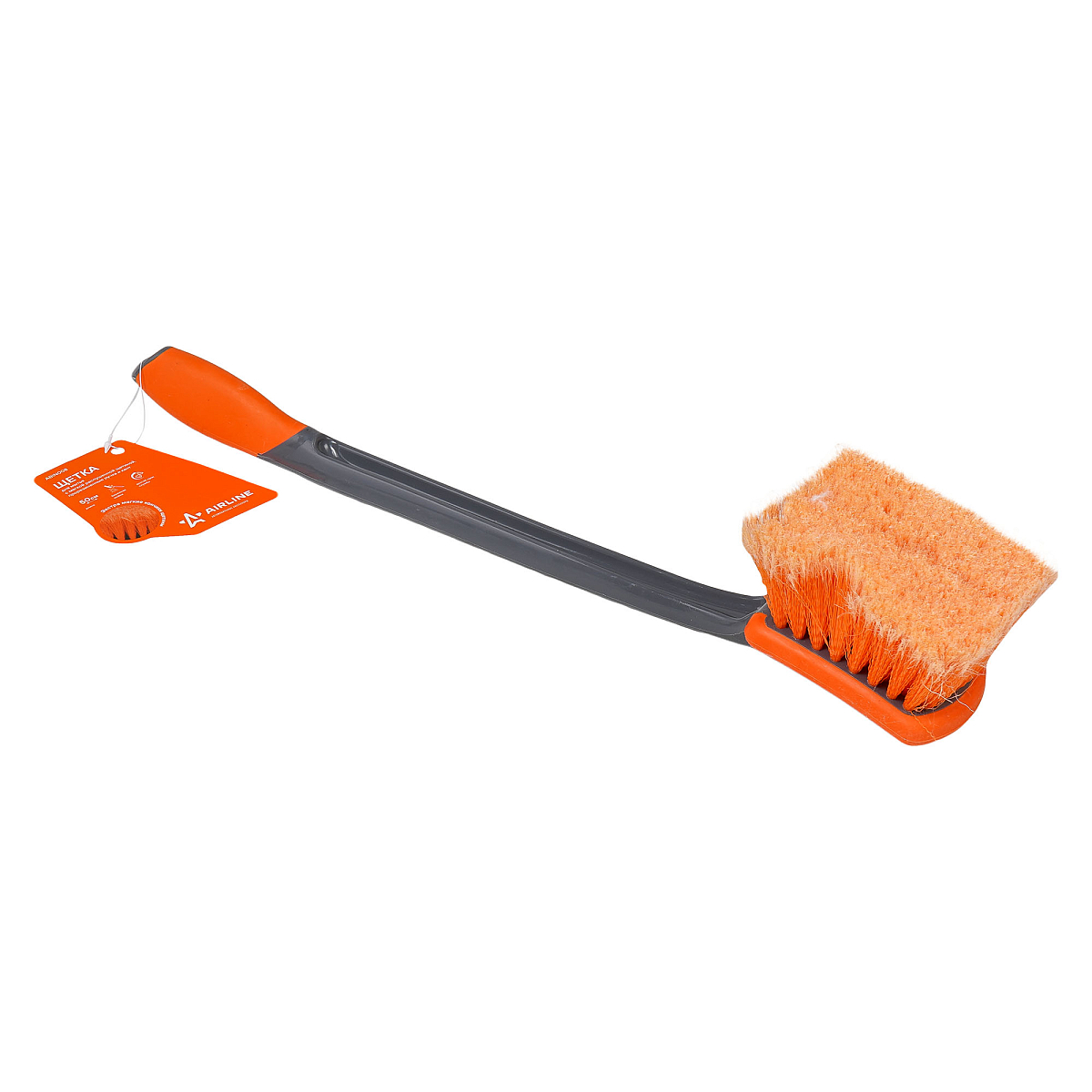Щетка для мытья с мягкой распушенной щетиной, прорезиненные ручка и кант (50 см)
