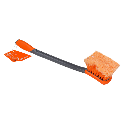 Щетка для мытья с мягкой распушенной щетиной, прорезиненные ручка и кант (50 см)