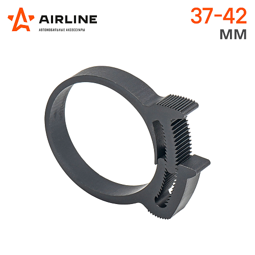 Хомут 37-42/9 мм, силовой зубчатый замок, пластик (ПА66) черный