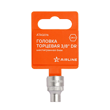 Головка торцевая 3/8"DR шестигранная 6мм, L=25мм пласт.подвес