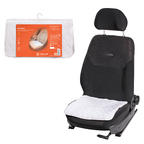 Накидка (подушка) из искусственного меха на сиденье, белая с коротким ворсом, 1 шт.