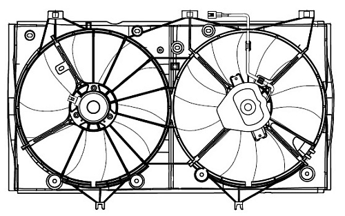 Электровентилятор охлаждения для автомобилей Toyota Camry (XV40) (07-) 2.4i (2 вент.) (с кожухом)