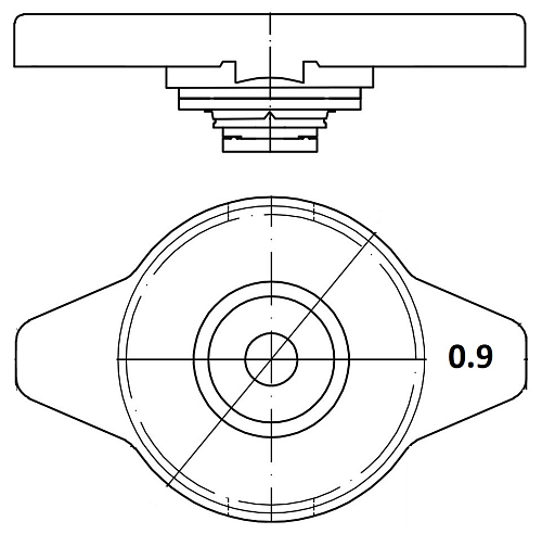 Крышка (пробка) радиатора для автомобилей Toyota/Mitsubishi/Suzuki/Subaru/Mazda 0.9 bar (мал. клапан)