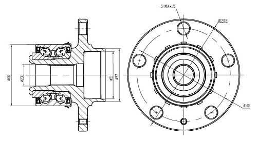 Ступица передняя в сборе с подшипником для автомобиля Skoda Fabia (99-)/VW Polo IV (01-)